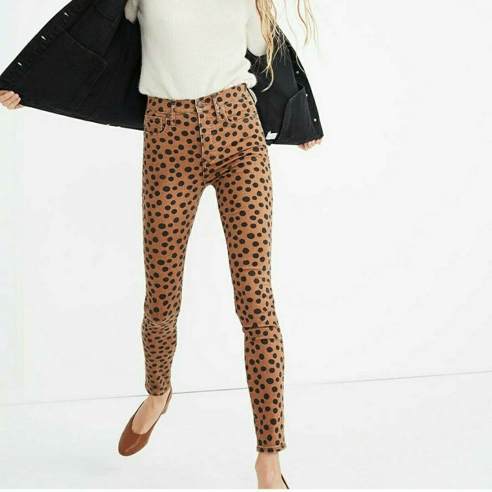 Madewell 10” High Rise Skinny Jeans in Leopard Dot